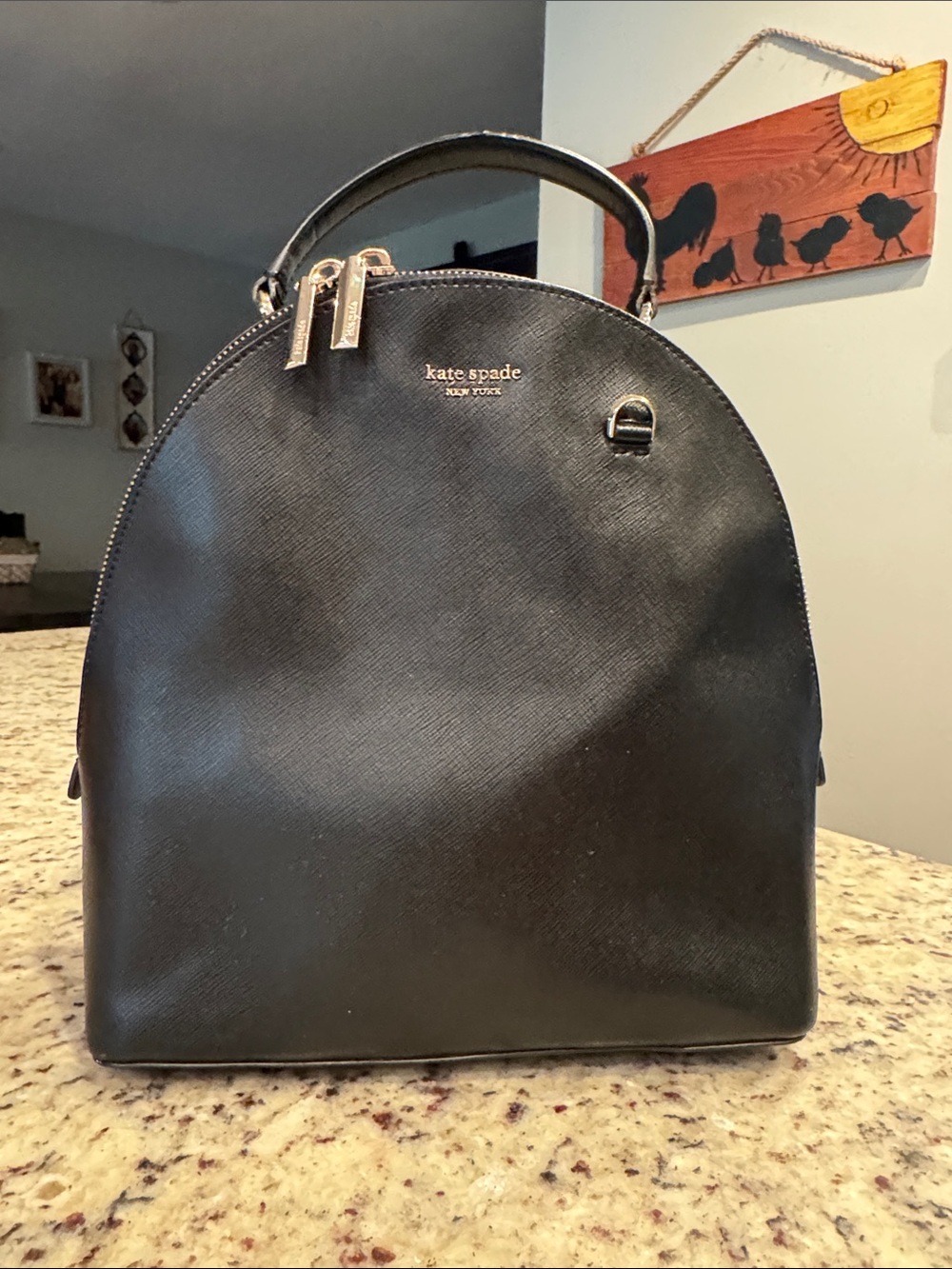kate spade Black Dome Satchel with Gold Hardware